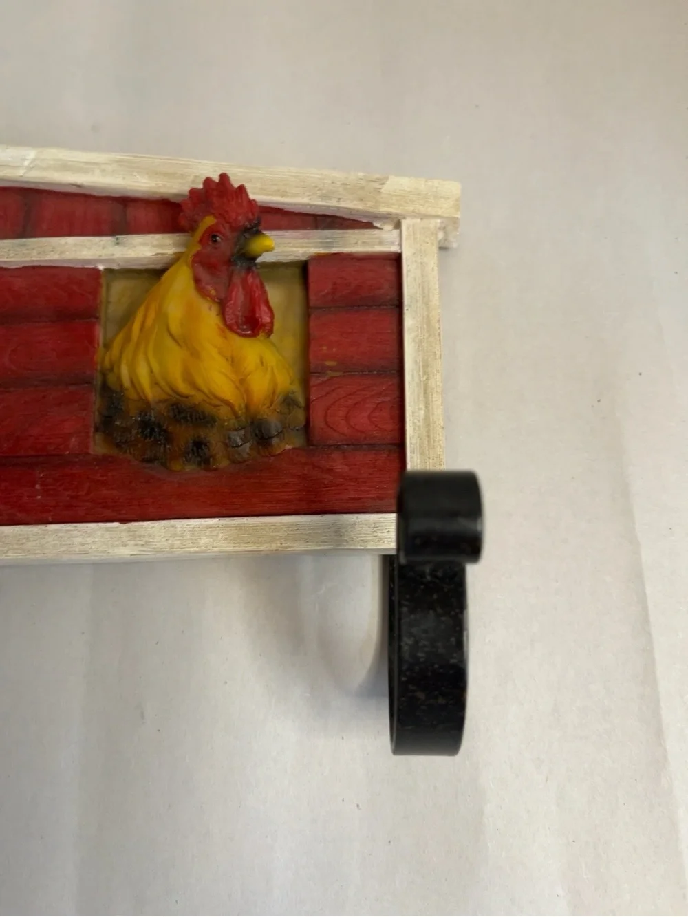 Country Rooster Wall Hook Rack - Yellow & Red